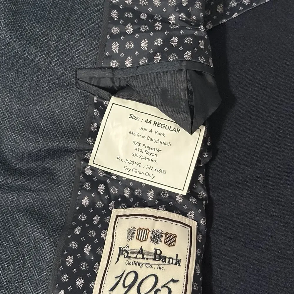 Jos A Bank 1905 Blue Wool Suit Jacket Coat Blazer - Men's 44R - NWOT